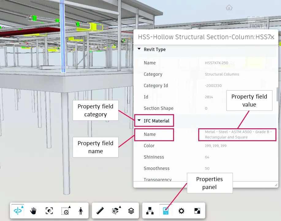 forge viewer model properties